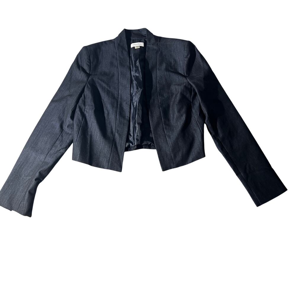 Calvin Klein Womenβs M Navy Cropped Blazer Jacket